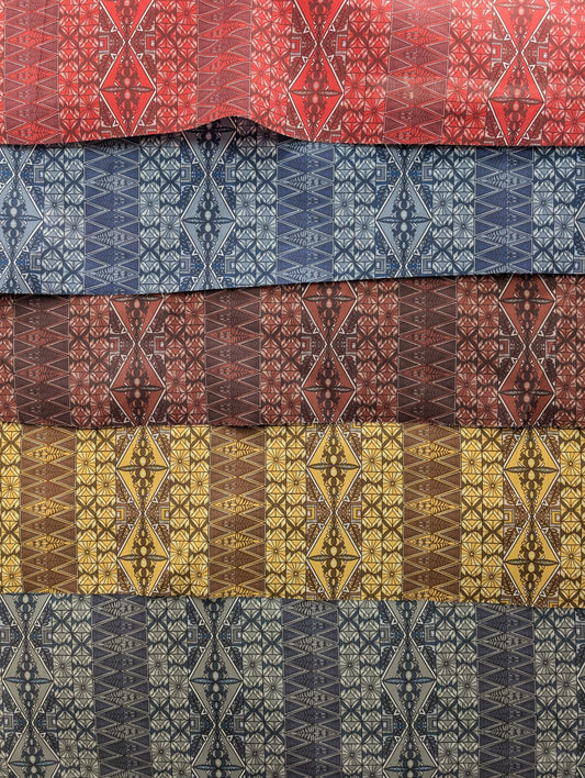 Polynesian Fabric -Tongan Tapa Fabric, Block Print, Tribal Tattoo, Island Fabric - Sold by the Yard - Poly Cotton Fabric 45" - New Design  | Gtex Fabrics