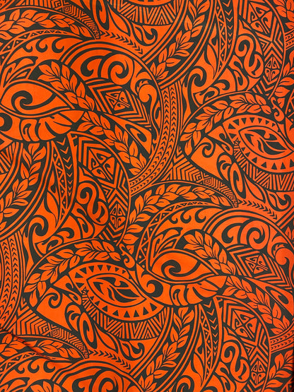 GTEX Collection - Polynesian Fabric - Tribal Tattoo Fabric - Sold by the Yard - Poly Cotton Poplin 58" Wide - Soft & Breathable Fabric   | Gtex Fabrics