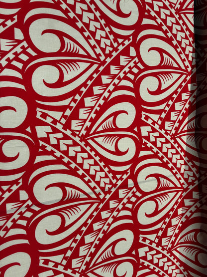 Polynesian Tribal Tattoo Heart Print – 45” Wide | Lightweight Soft Poly Cotton Fabric | Sold by Yard or Roll | Island Design | Wholesale  | Gtex Fabrics