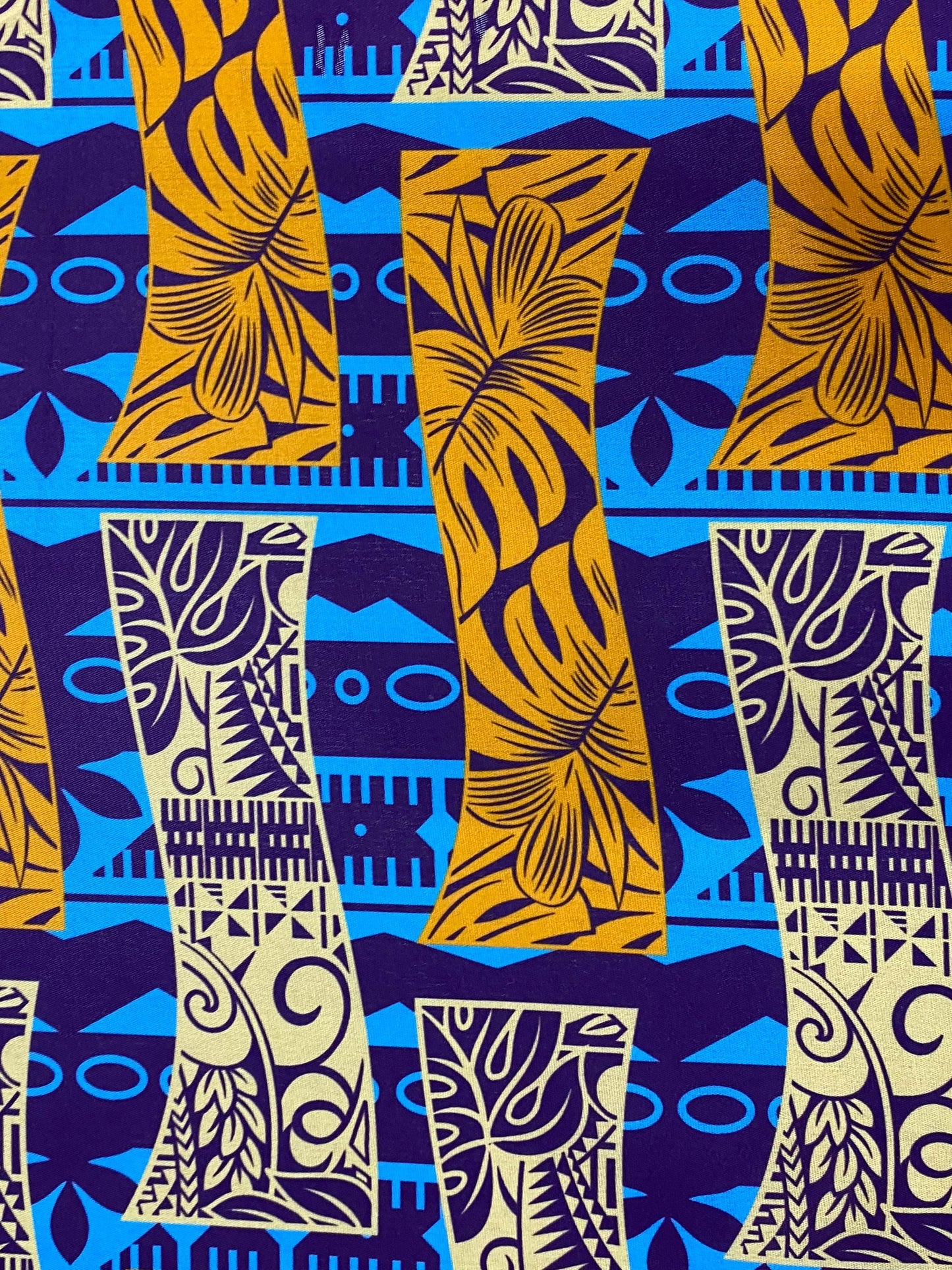 Polynesian Tapa Print, Tribal, Block Print, Polyester Fabric 45" - HD Design Island Fabric | Gtex Fabrics