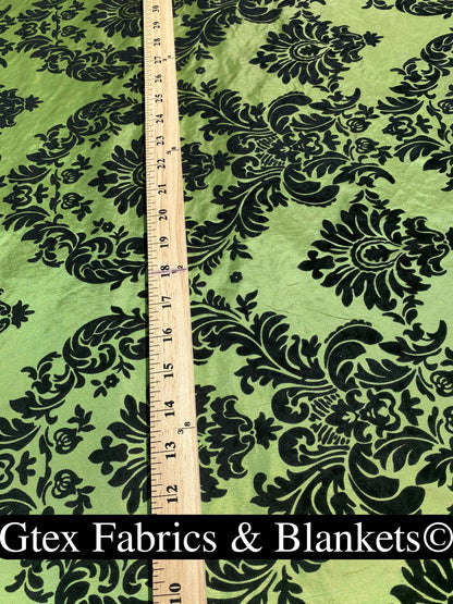 Royal Victorian Gothic Damask Taffeta Flocked Fabric for Dresses, Home Decor, Apparel, Curtains, ETC by the Yard (58") Soft Textured Damask | Gtex Fabrics