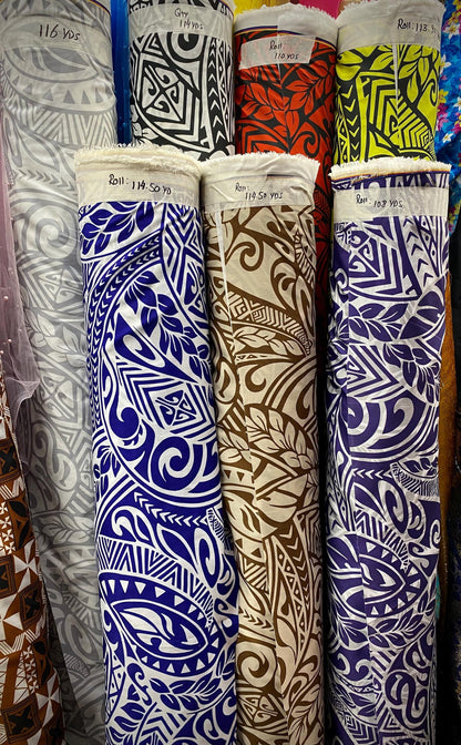 GTEX Collection - Polynesian Fabric - Tribal Tattoo Fabric - Sold by the Yard - Poly Cotton Poplin 58" Wide - Soft & Breathable Fabric   | Gtex Fabrics