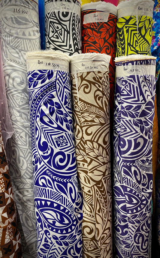 GTEX Collection - Polynesian Fabric - Tribal Tattoo Fabric - Sold by the Yard - Poly Cotton Poplin 58" Wide - Soft & Breathable Fabric   | Gtex Fabrics