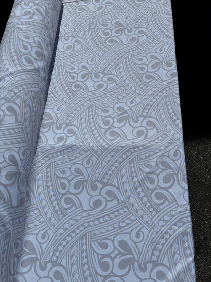 Island Fabric - Polynesian Tribal Fabric – 100% Polyester MiniMatt – Made in New Zealand 60” Wide (White)  | Gtex Fabrics