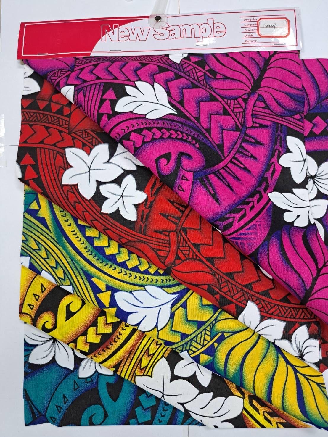 Roll, Bolt - Polynesian Elegance: 36" Polyester Fabric with Poly Cotton Feel– Tropical and Floral Fusion- Made In Thailand - Wholesale Price   | Gtex Fabrics