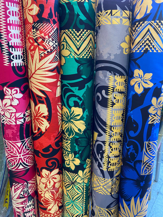 GTEX Collection - Polynesian Fabric -Tribal Tapa Print Floral Design, Island Fabric - Sold by the Yard - 100% Cotton Fabric 45" - New Design | Gtex Fabrics