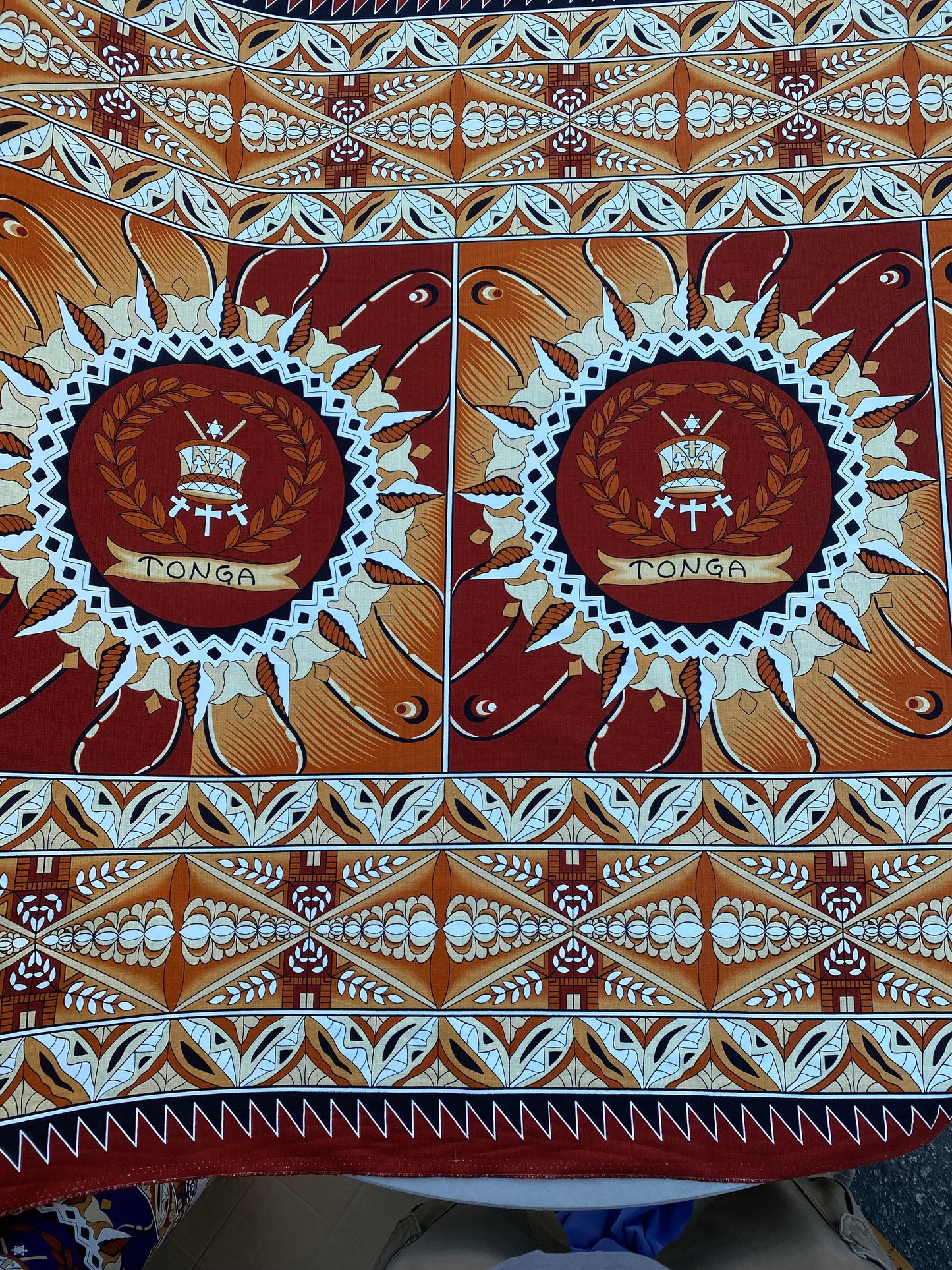 GTEX Collection B500 - Polynesian Tapa Fabric, Island Fabric, High Quality Vibrant New Design, Tonga Island Fabric, Seal of Tonga, Tradition | Gtex Fabrics