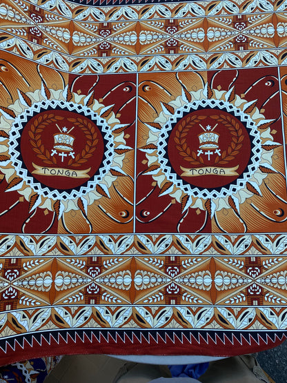 GTEX Collection B500 - Polynesian Tapa Fabric, Island Fabric, High Quality Vibrant New Design, Tonga Island Fabric, Seal of Tonga, Tradition | Gtex Fabrics
