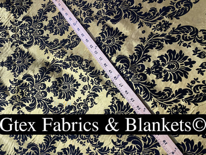 Royal Victorian Gothic Damask Taffeta Flocked Fabric for Dresses, Home Decor, Apparel, Curtains, ETC by the Yard (58") Soft Textured Damask  | Gtex Fabrics