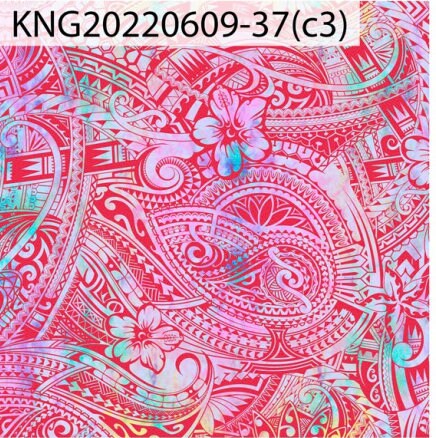 GTEX Collection KNG-37  - Polynesian Fabric -Digital Tribal Tattoo, Island Fabric - Sold by the Yard - FDY Peachskin Fabric 58" - New Design | Gtex Fabrics