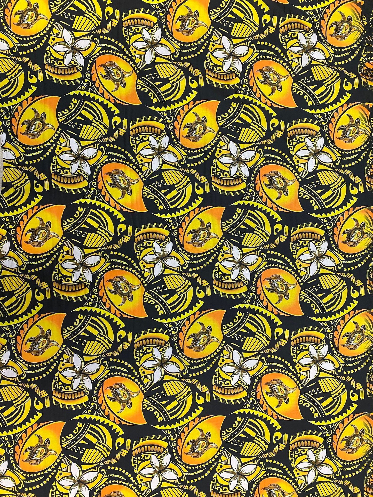 New Tropical Hibiscus and Turtle Design Polynesian Fabric - Lt. Peach Skin Fabric- by the Yard 58" Wide - New Design - Island Fabric | Gtex Fabrics
