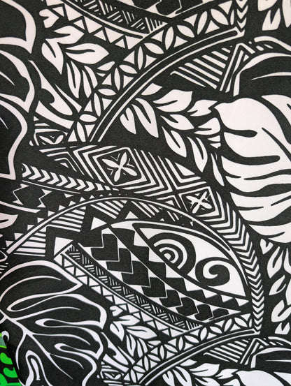 Premium 58” Wide Mini Matt Fabric – Polynesian Monstera Print – Tropical Island Design – Tonga, Samoa – Limited Edition | Gtex Fabrics