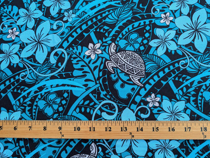 GTEX Collection: Tribal Enchantment - Polynesian Fabric - Turtle Print, Island Fabric - Sold by the Yard - Rayon Fabric 45" - New Design  | Gtex Fabrics