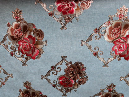 High Quality 54" Vinyl Table Cover Fabric, Lined, Flower Design - By The Yard (No Felack) | Gtex Fabrics