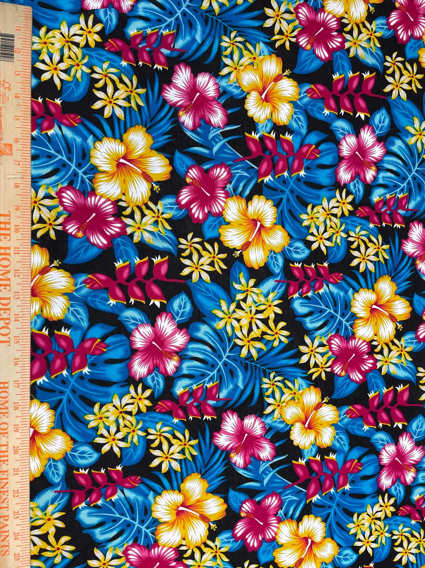 GTEX Collection A200- Polynesian Floral Fabric - Plumeria Hawaiian Flowers All over Fabric Design - Sold by the Yard - Rayon Fabric 45"  | Gtex Fabrics