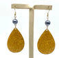 Polynesian Island Tribal Earring Set - Resin Embossed with Pearl - Design 103 | Gtex Fabrics