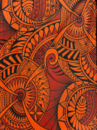 Polynesian Tribal Fabric – 45” Wide | Lightweight Soft Poly Cotton Feel | Sold by Yard or Roll | Made in Thailand | Island Design | Wholesale | Gtex Fabrics