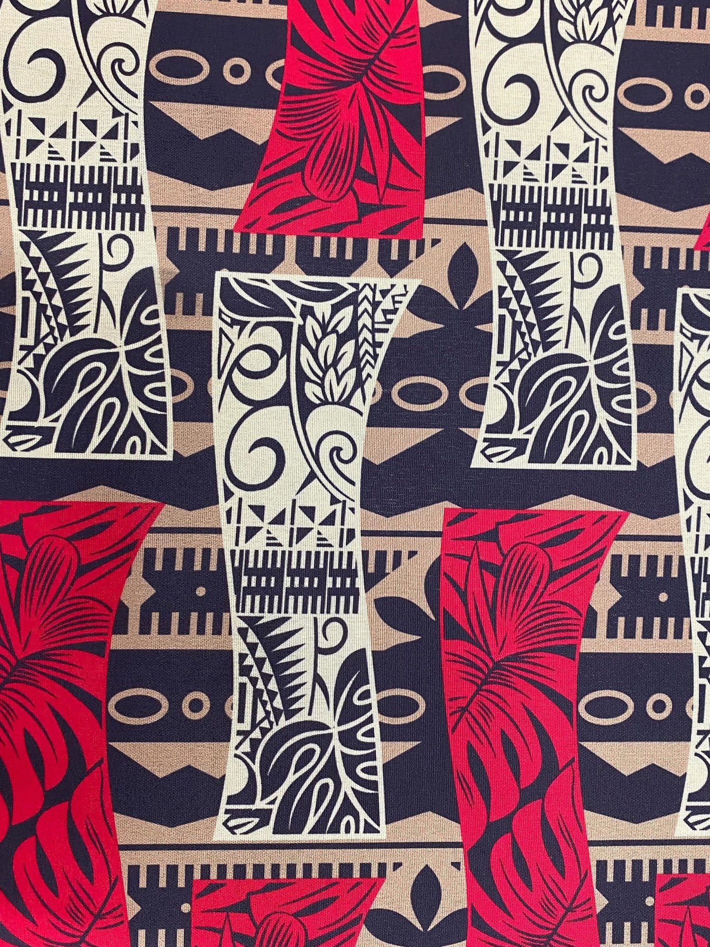Polynesian Tapa Print, Tribal, Block Print, Polyester Fabric 45" - HD Design Island Fabric | Gtex Fabrics
