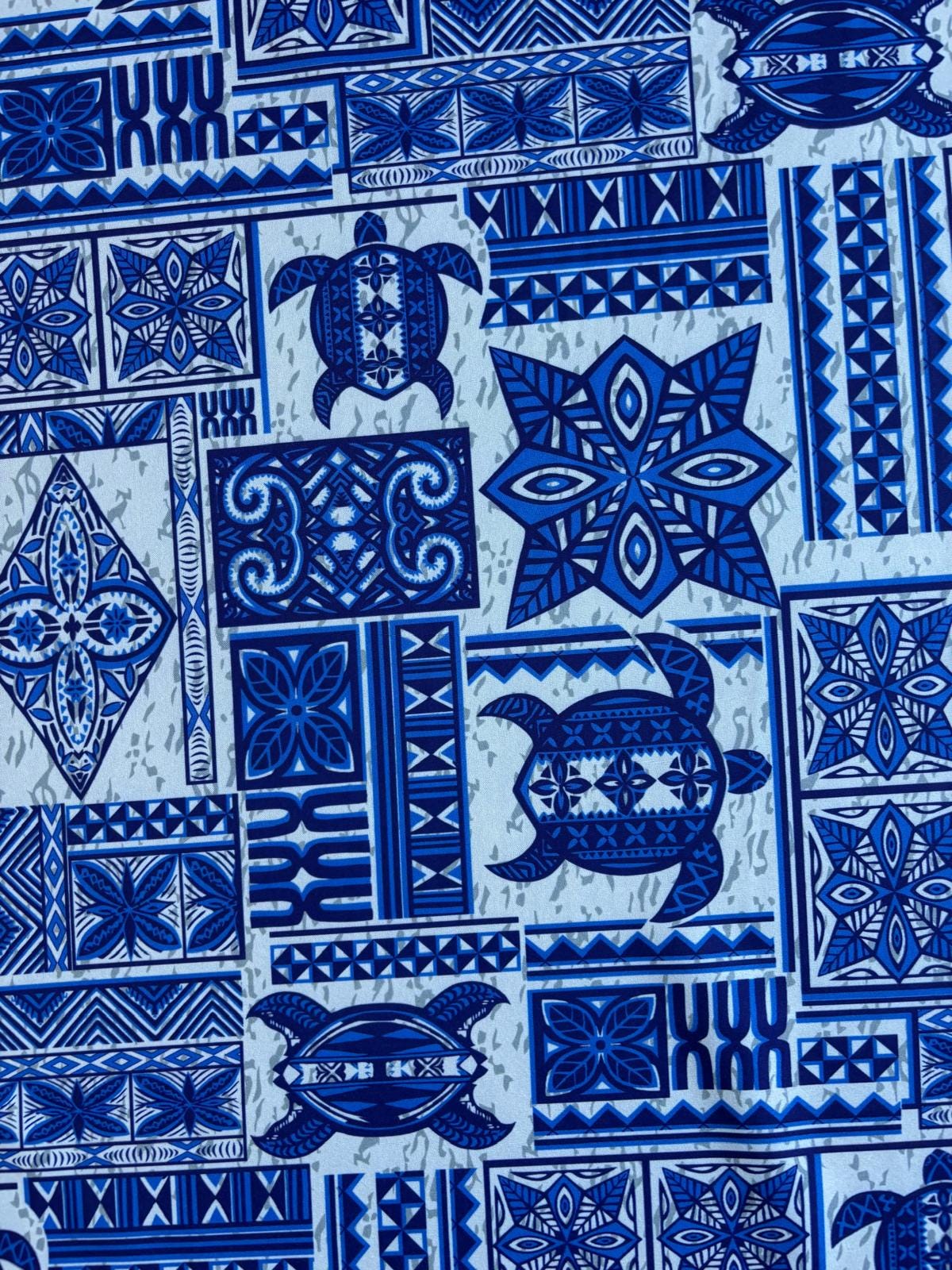 New Fijian Tapa Block Turtle Print Fabric - Polynesian Design - Peach Skin Fabric- by the Yard 58" Wide - Fiji Material  | Gtex Fabrics