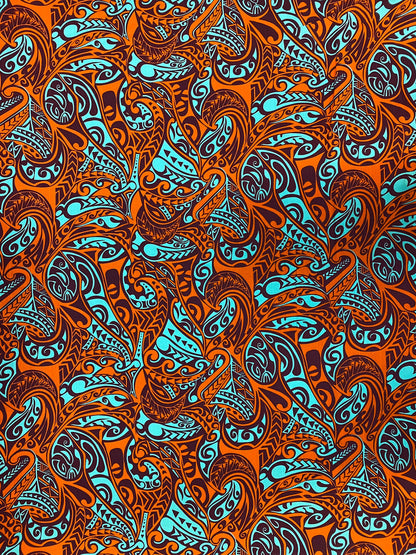 Polynesian Fabric -Tapa Fabric, New Design, Tribal, Samoan, Fiji, Island Fabric - Sold by the Yard -100% Cotton Lt Bark Cloth -Doby Cotton   | Gtex Fabrics