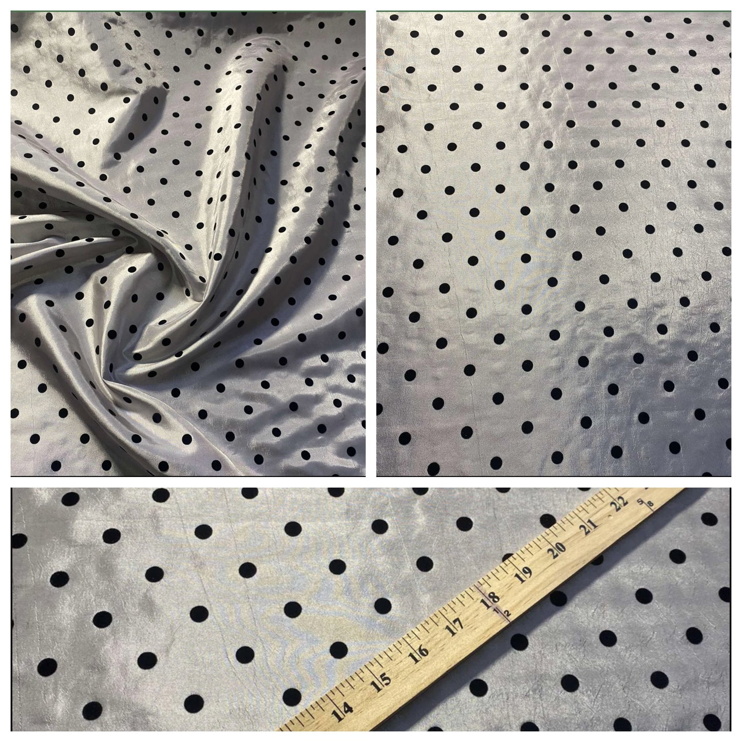 Polka Dot Taffeta Flocked Fabric for Dresses, Home Decor, Apparel, Curtains, ETC by the Yard (58") Soft Textured Polka Dots   | Gtex Fabrics