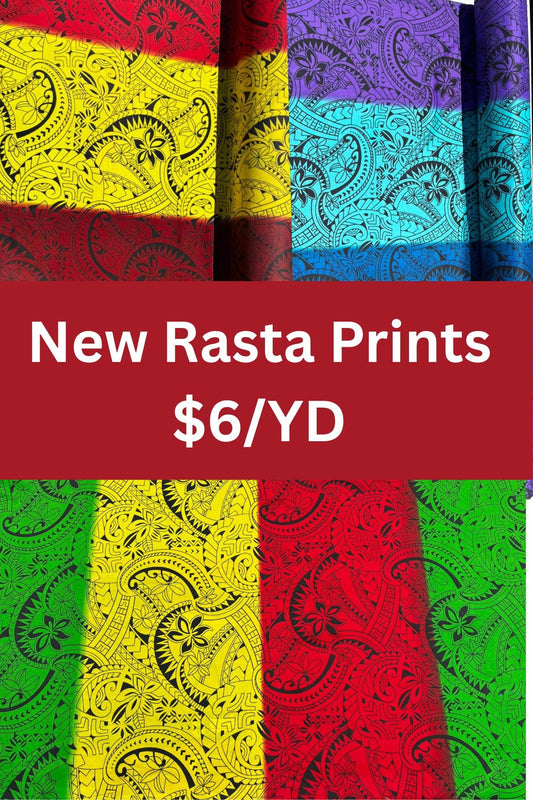 Polynesian Tribal Rasta Fabric – 45” Wide | Lightweight Soft Poly Cotton Feel | Sold by Yard or Roll | Made in Thailand | Island Design | Gtex Fabrics