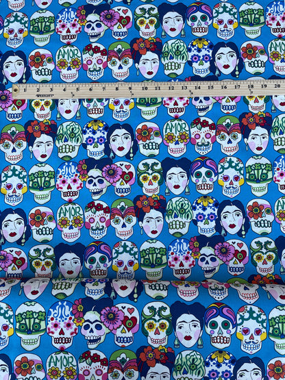 Alexander Henry Folklorico - Gotas de Amor in Blue 100% Cotton Algodon tela material By The Yard  | Gtex Fabrics
