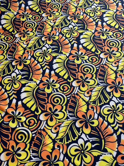 New Polynesian Tribal & Floral Fabric - Islander Design - Peach Skin Fabric- by the Yard 58" Wide -Made in Thailand | Gtex Fabrics