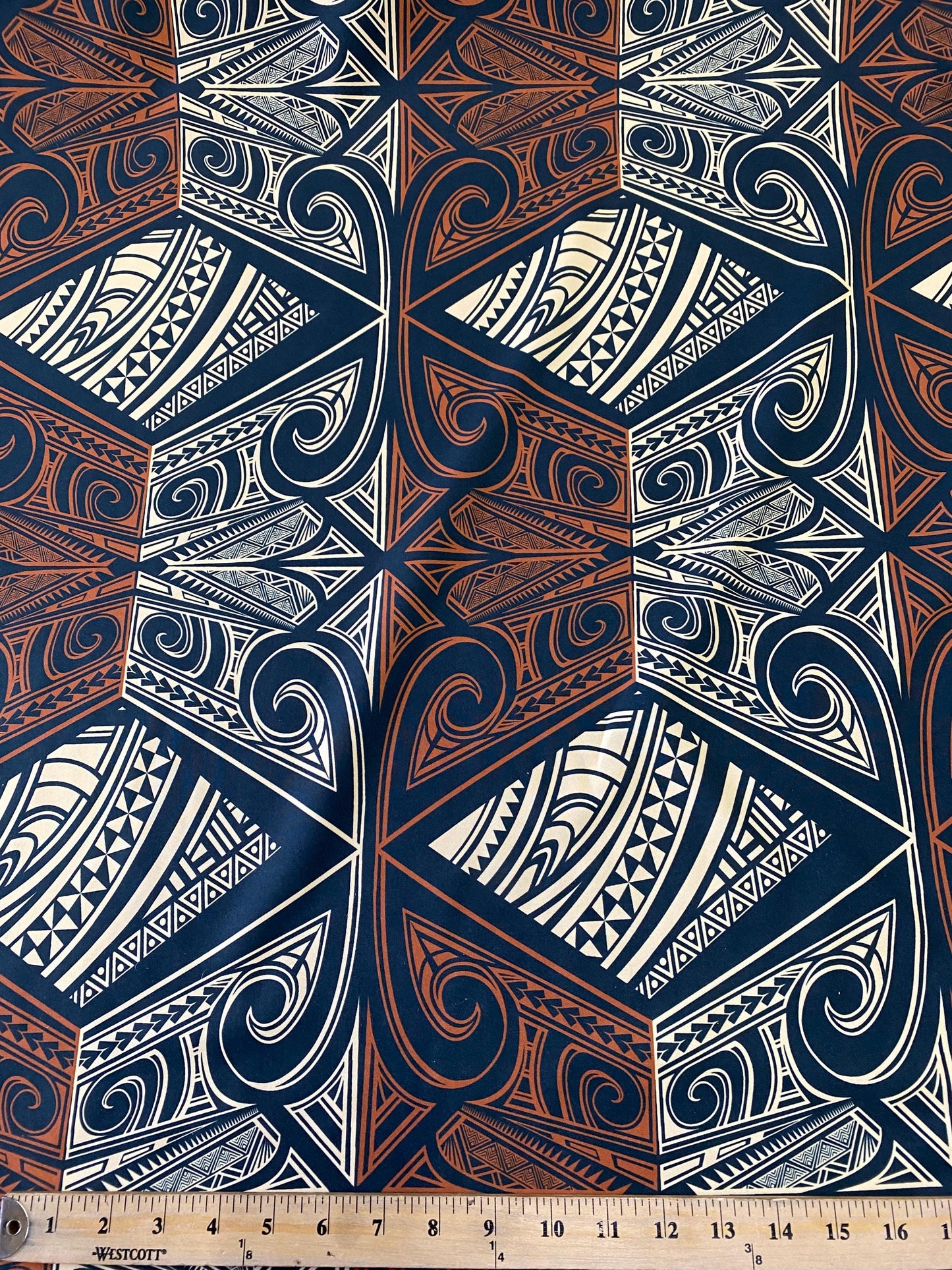 Polynesian Tribal Tattoo Fabric – Brown & Black | Samoan, Tongan, Fijian Islander Print | PeachSkin Material – 58" Wide - Sold By The Yard  | Gtex Fabrics