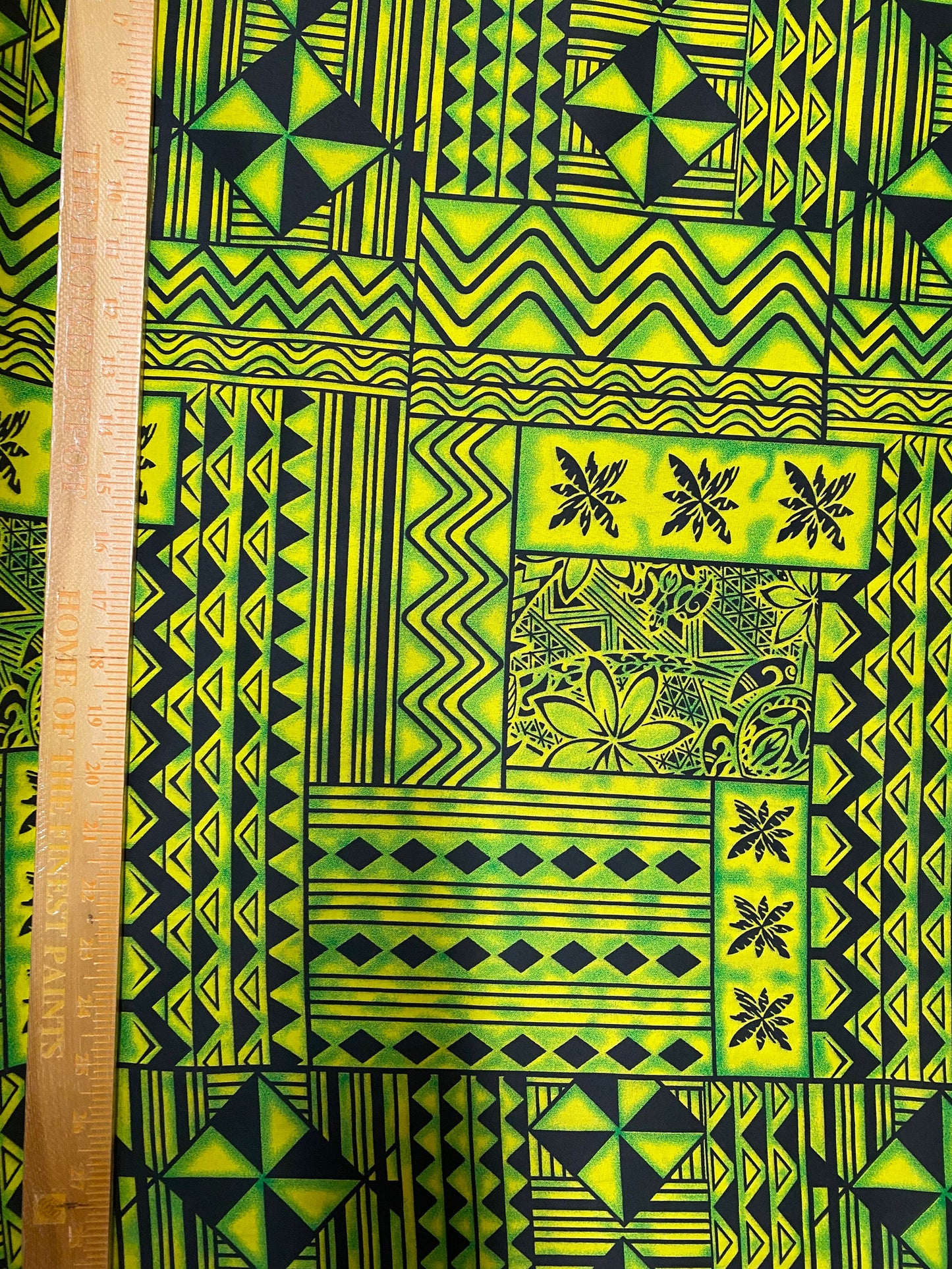 Polynesian Elegance: 36" Polyester Fabric with Poly Cotton Feel– Tribal and Floral Fusion  Tapa Block Print- Made In Thailand - Low Price  | Gtex Fabrics