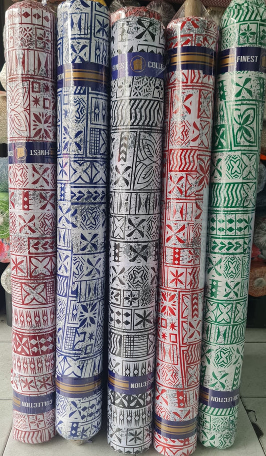 Polynesian Elegance: 36" Polyester Fabric with Poly Cotton Feel– Tribal and Floral Fusion  Tapa Block Print- Made In Thailand - Low Price 2  | Gtex Fabrics