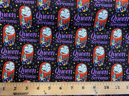Nightmare Before Christmas Fabric Black Halloween Queen of Screams- Sally 100% Cotton Fabric by the Yard | Gtex Fabrics