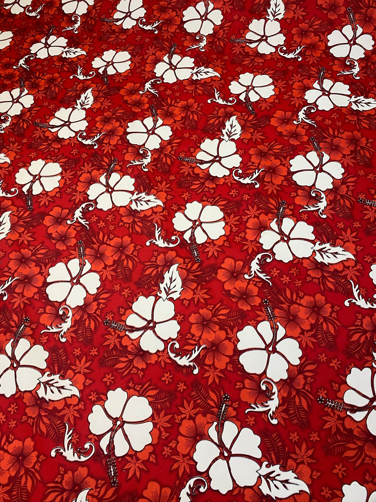 Hawaiian Print Luau Floral Hibiscus Poly Cotton Feeling Fabric 60" Sold By The Yard Tropical Vintage Tropical Hawaiian Print  | Gtex Fabrics