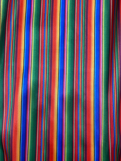 New Sarape Mexican Stripes Charmeuse Satin Fabric - 60" Polyester - By the Yard for Tablecloths, Drapery, and Apparel   | Gtex Fabrics