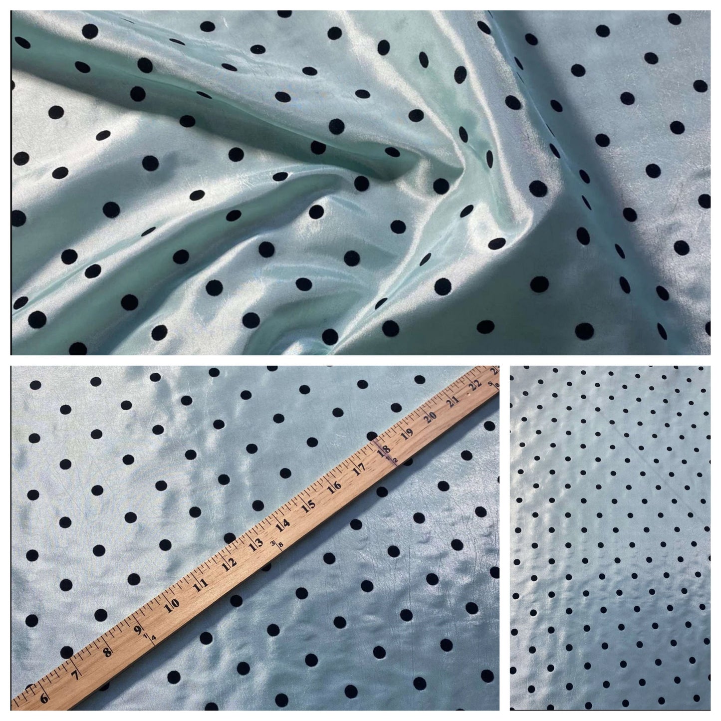 Polka Dot Taffeta Flocked Fabric for Dresses, Home Decor, Apparel, Curtains, ETC by the Yard (58") Soft Textured Polka Dots   | Gtex Fabrics