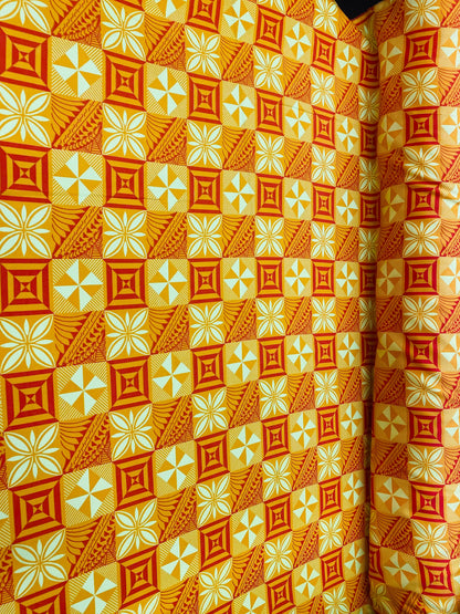 New! Polynesian Fabric, Fiji, Hawaiian -Tapa Block Print Toss, Vibrant Colors, Island Fabric - Sold by the Yard - Peach skin Fabric 45" | Gtex Fabrics