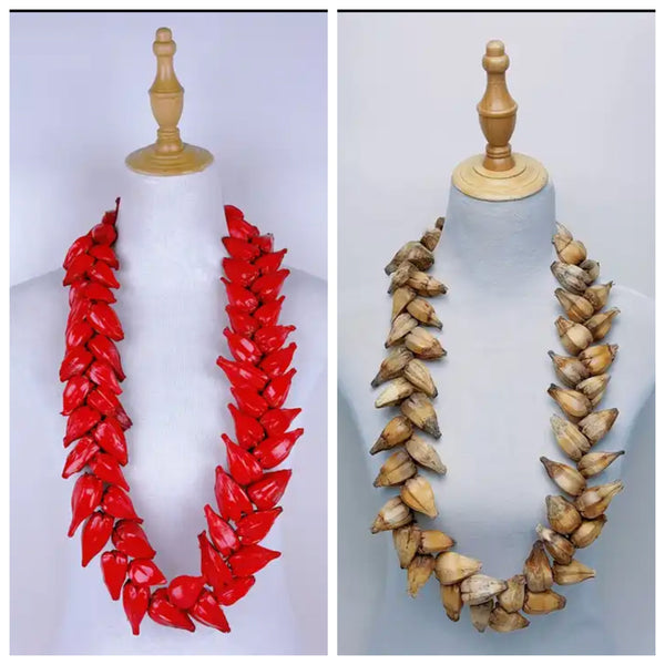 Polynesian, Samoan, Tongan Men's Traditional - Ula Fala Necklace - Natural Seed Jewelry Neckpiece Design - 40" Length - Handmade | Gtex Fabrics