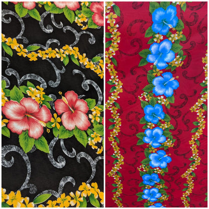 Hawaiian Print Luau Floral Hibiscus Fabric 45" Sold By The Yard  | Gtex Fabrics