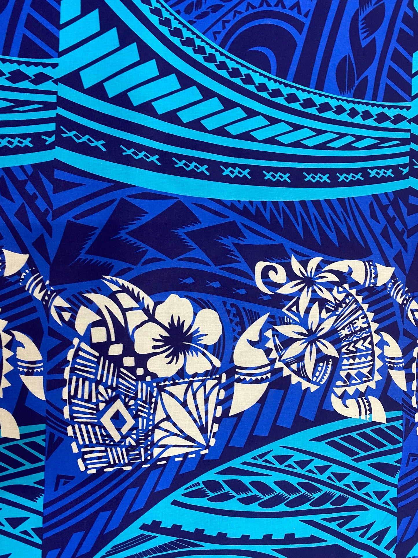GTEX Collection - New Digital Tribal Tattoo Design with Hibiscus Flowers -Island Fabric - Sold by the Yard - Poly Cotton Fabric 45" | Gtex Fabrics