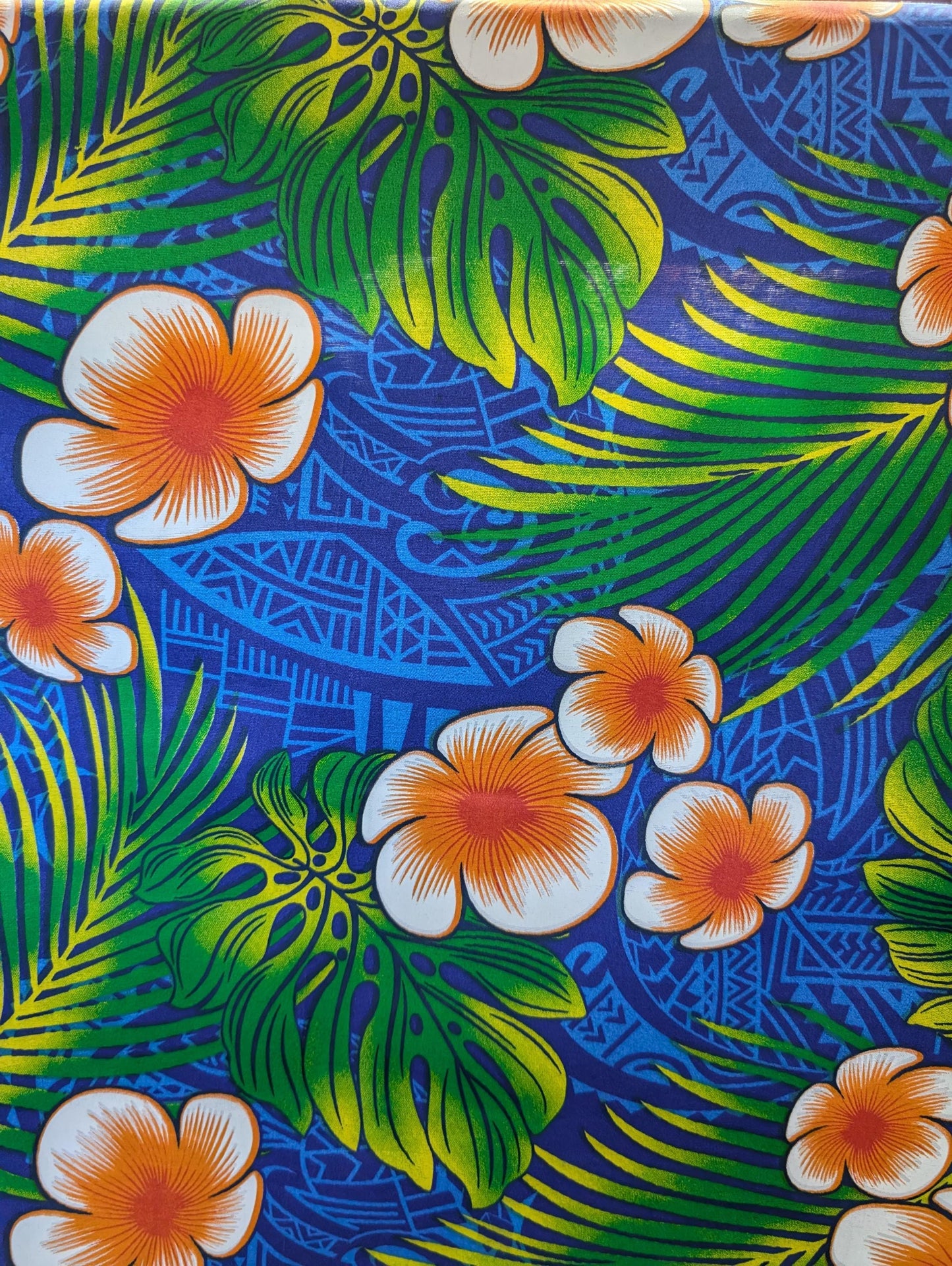 Premium Quality: Polynesian Elegance 36" Fabric – Tropical Floral Poly Cotton Blend – Vibrant Colors, Made in Thailand  | Gtex Fabrics