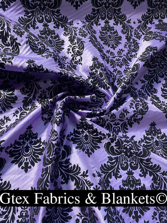 Royal Victorian Gothic Damask Taffeta Flocked Fabric for Dresses, Home Decor, Apparel, Curtains, ETC by the Yard (58") Soft Textured Damask | Gtex Fabrics