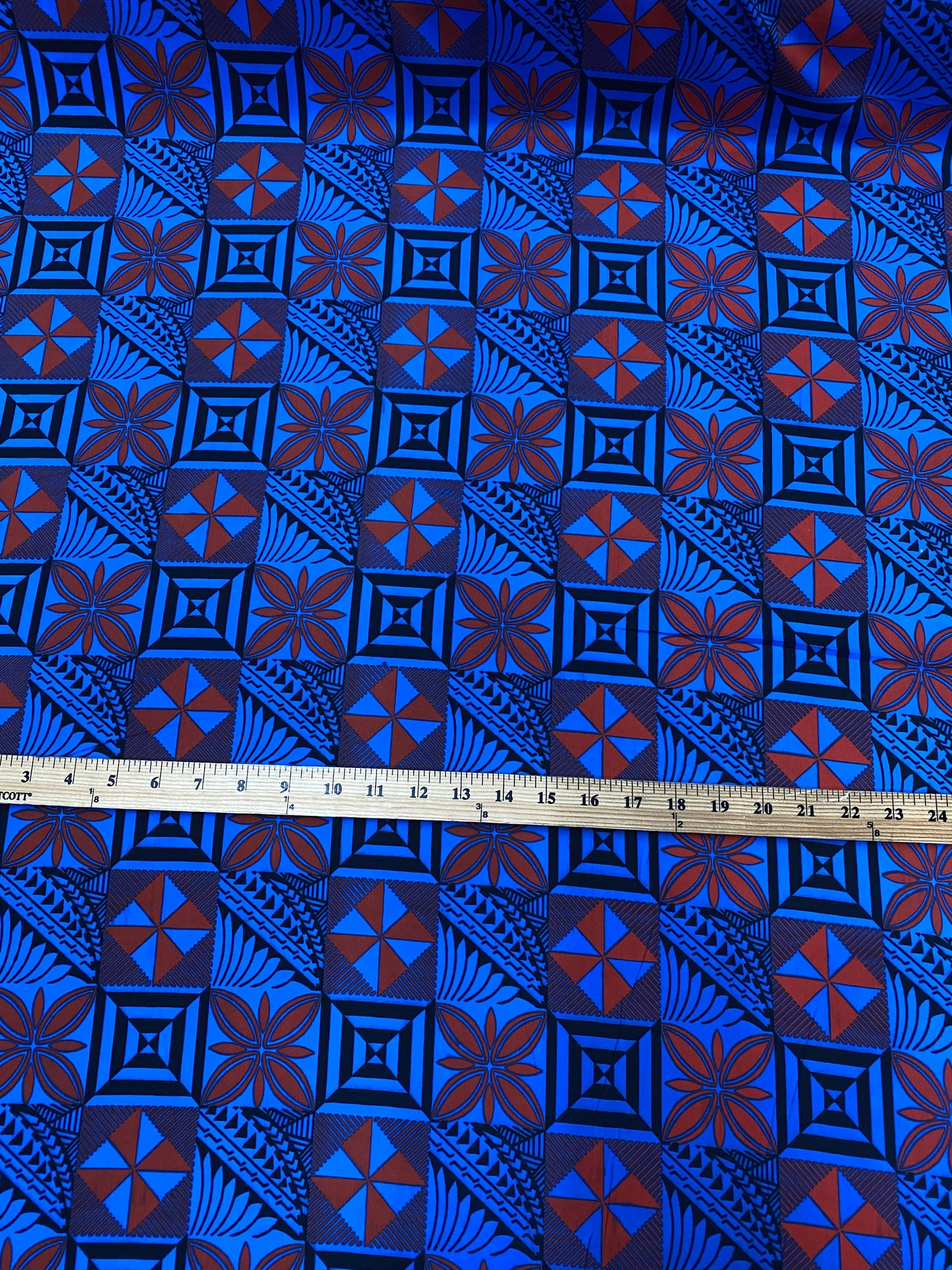 New! Polynesian Fabric, Fiji, Hawaiian -Tapa Block Print Toss, Vibrant Colors, Island Fabric - Sold by the Yard - Peach skin Fabric 45" | Gtex Fabrics