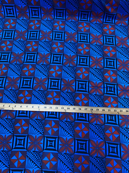 New! Polynesian Fabric, Fiji, Hawaiian -Tapa Block Print Toss, Vibrant Colors, Island Fabric - Sold by the Yard - Peach skin Fabric 45" | Gtex Fabrics