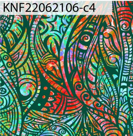 GTEX Collection KNF-06 - Polynesian Fabric -Abstract Tribal, Island Fabric - Sold by the Yard - FDY Peachskin Fabric 58" - New Design   | Gtex Fabrics