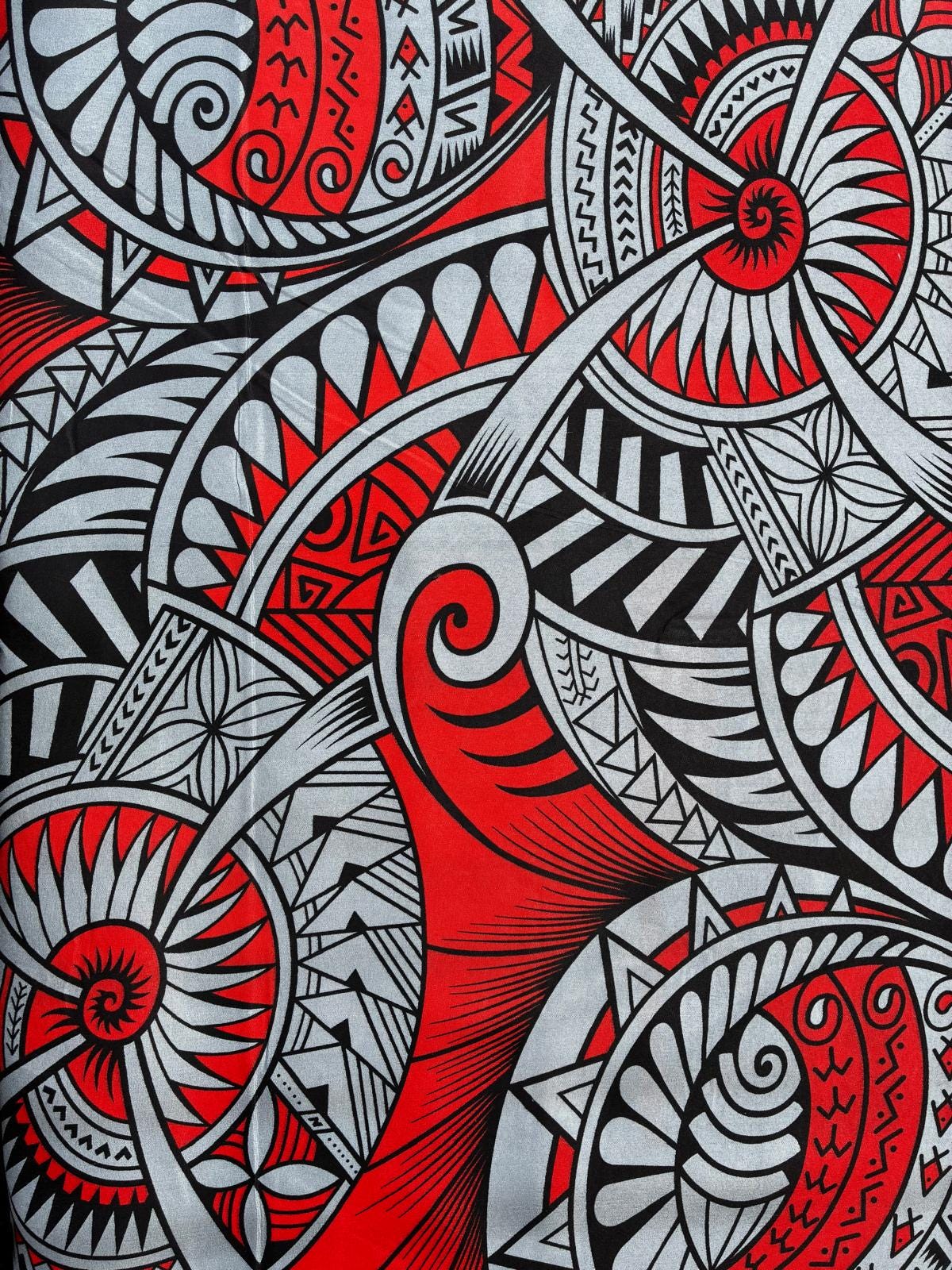 Polynesian Tribal Fabric – 45” Wide | Lightweight Soft Poly Cotton Feel | Sold by Yard or Roll | Made in Thailand | Island Design | Wholesale | Gtex Fabrics