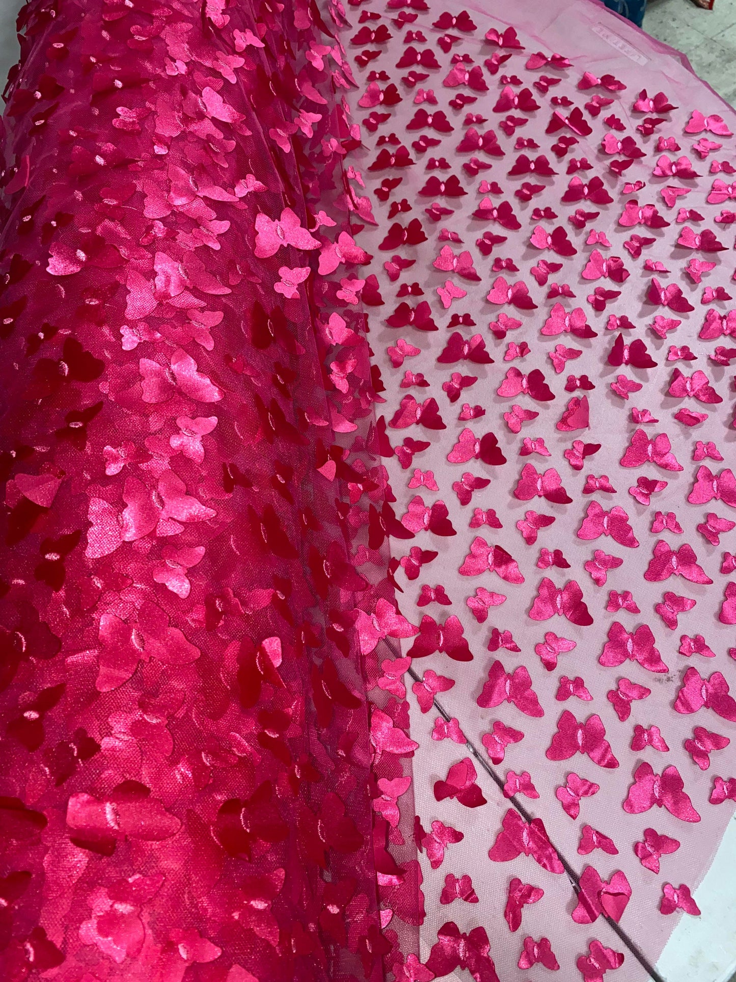 3-D Butterfly Lace Fabric Collection, 3D Laser Cut Butterflies on Tulle Mesh Material, Dress Fabric, Fashion, Decor, New Designs, Cute |Gtex Fabrics|