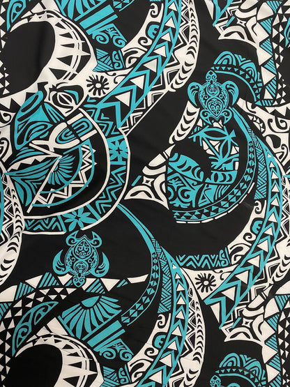 New Tropical Tribal Turtle Design Polynesian Fabric - Peach Skin Fabric- by the Yard 58" Wide - New Design - Hawaiian Fabric  | Gtex Fabrics