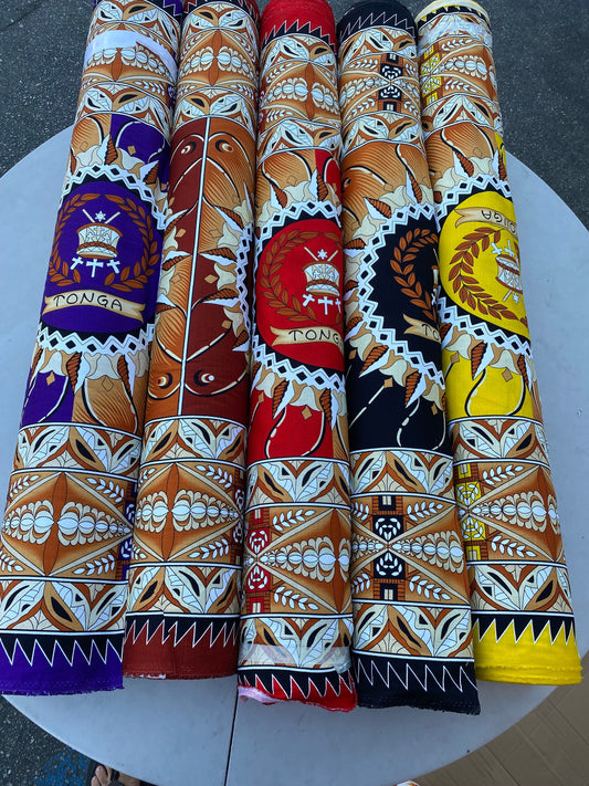 GTEX Collection B500 - Polynesian Tapa Fabric, Island Fabric, High Quality Vibrant New Design, Tonga Island Fabric, Seal of Tonga, Tradition | Gtex Fabrics