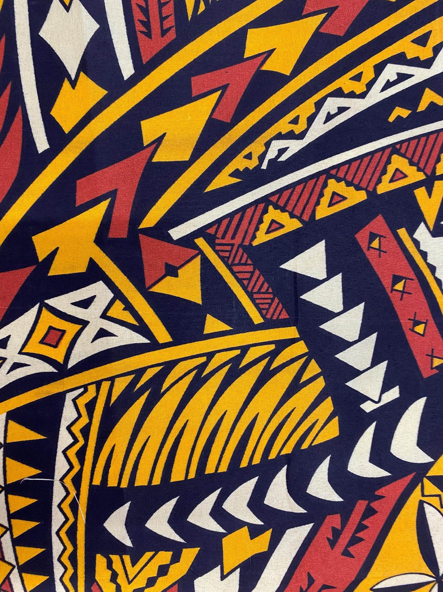 Polynesian Elegance: 36" Polyester Fabric with Poly Cotton Feel– Tribal and Floral Fusion  Tapa Block Print- Made In Thailand - By Roll  | Gtex Fabrics