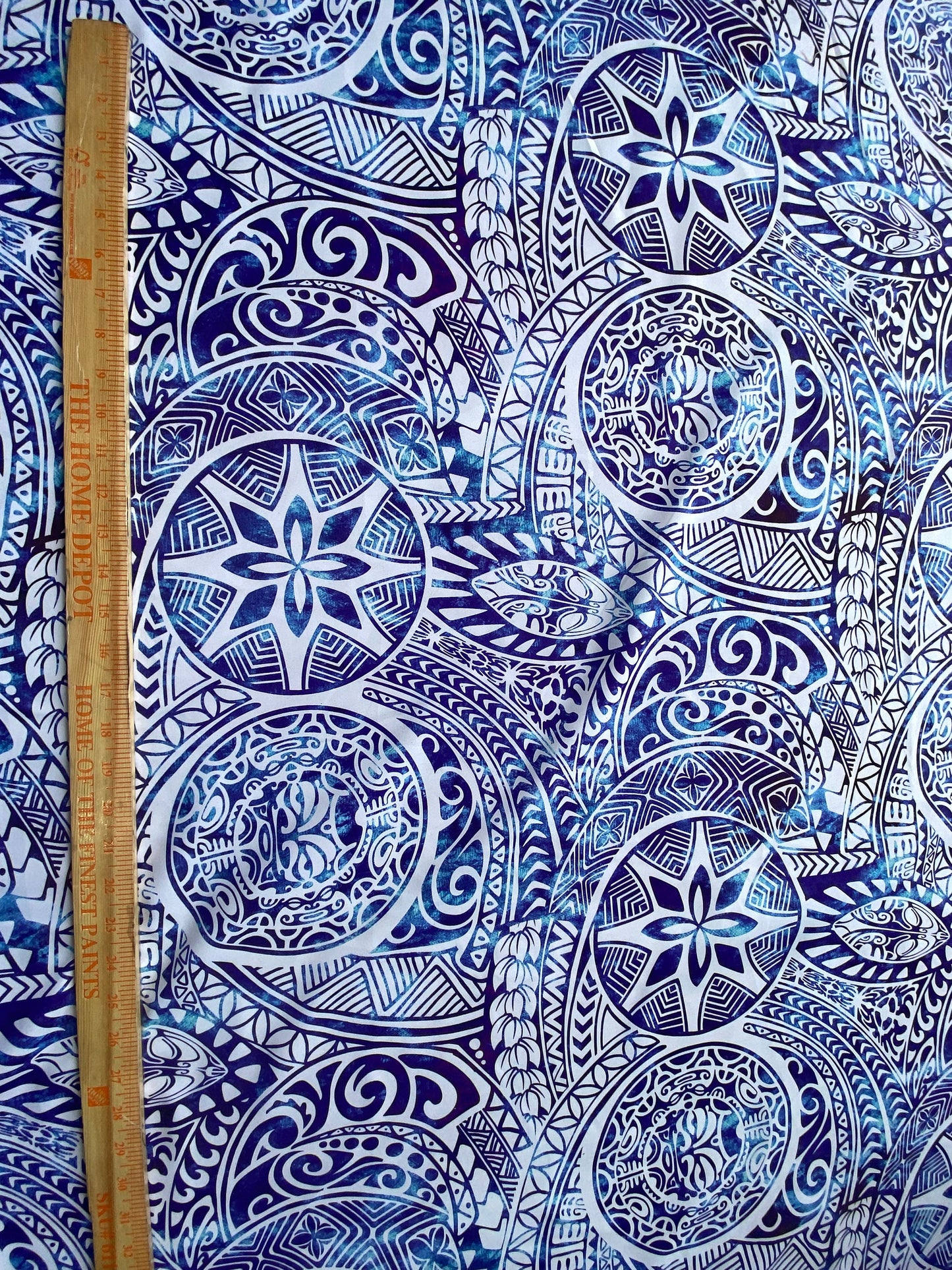 New Polynesian Samoan Print Fabric with Tribal Tattoo Design on Peach Skin - 58" Wide - Island Fabric - By The Yard  | Gtex Fabrics